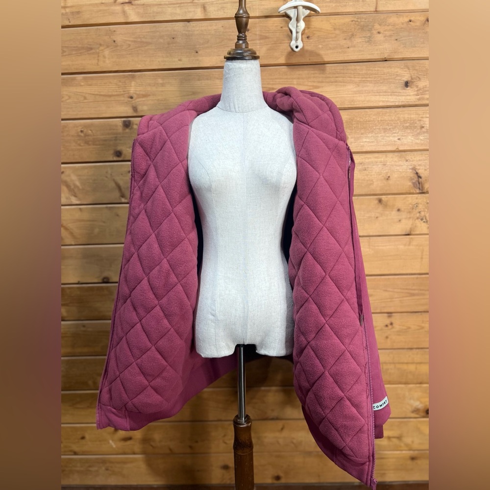 Comfrt Weighted Zip-Up Hoodie Berry Unisex Oversized Hooded Jacket WARM!!! XL - Picture 5 of 10